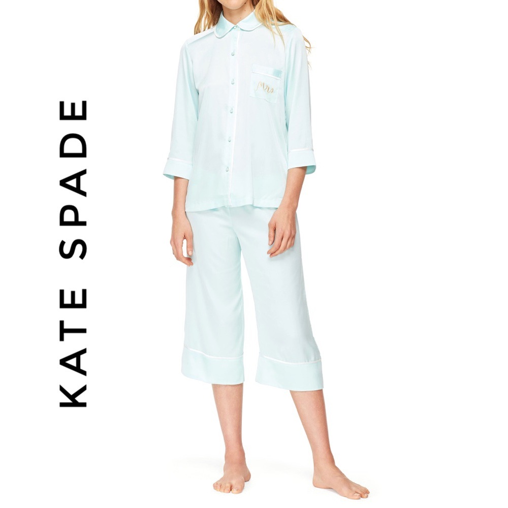 kate spade mrs. charmeuse crop pj set NEW Size XS
